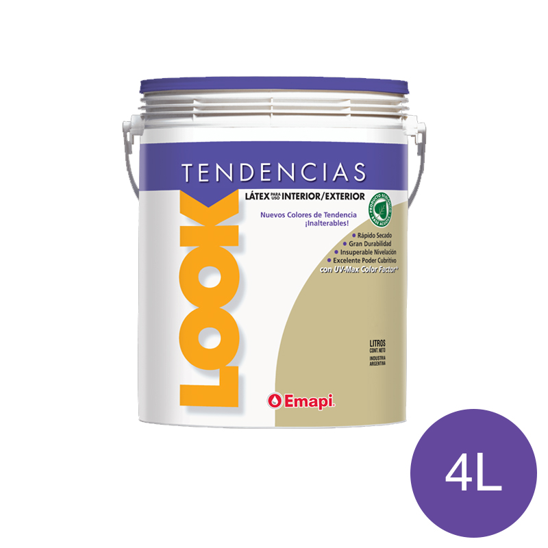 Pintura latex acrilico Look exterior interior arandano mate balde x 4l