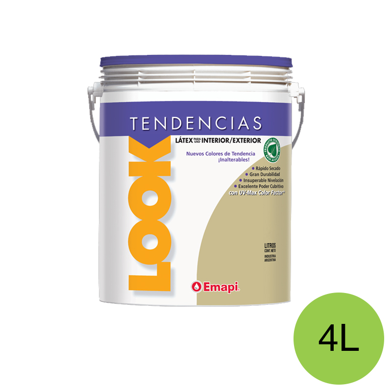 Pintura latex acrilico Look exterior interior verde manzana mate balde x 4l