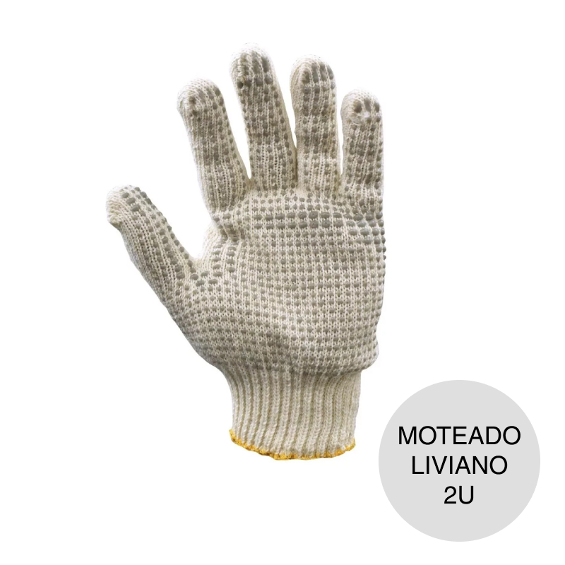Guante moteado PVC algodon liviano x 2u