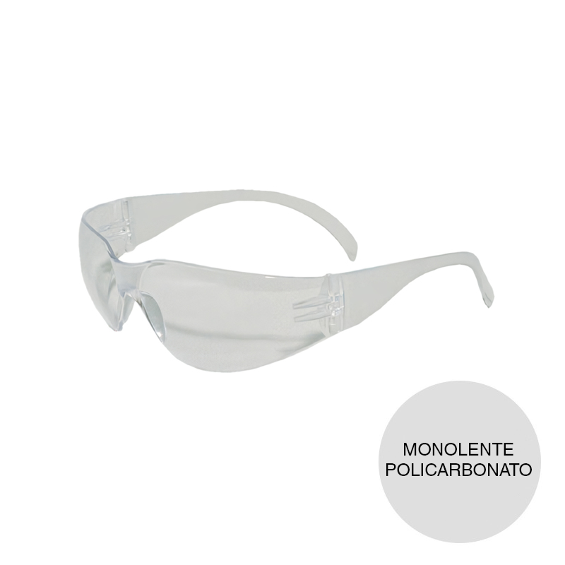 Anteojos seguridad monolente policarbonato transparente