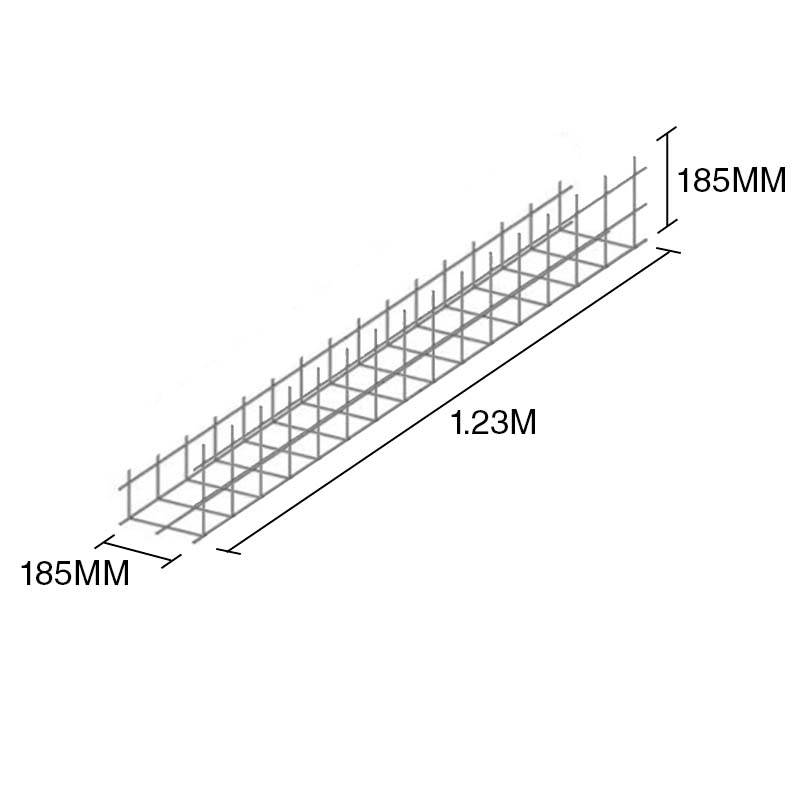 Malla acero U refuerzo Concrehaus 185mm x 185mm x 1.23m pack x 10u