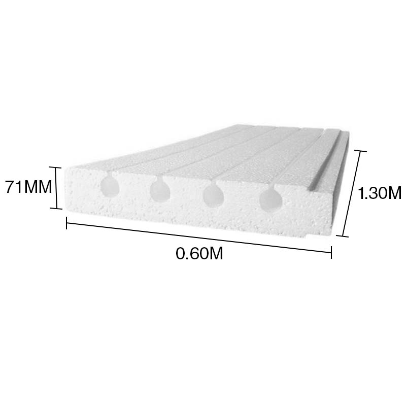 Placa termoacustica tabiques Isofonica EPS Isopor 600mm x 71mm x 1.30m paquete x 5u