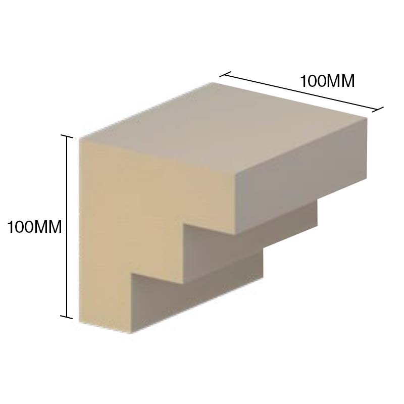 Moldura decorativa Isoforma B10 EPS Isopor F sin revestir exterior 100mm x 100mm x 1m