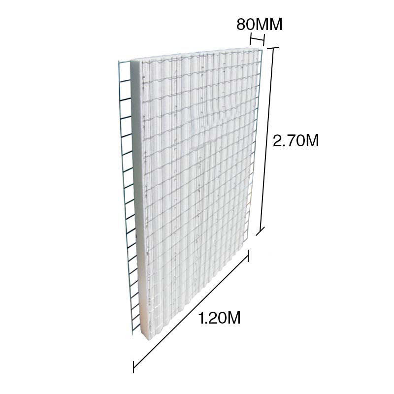 Panel construccion 3D Concrehaus EPS Isopor estructural 80mm x 1.20m x 2.70m pack x 12u