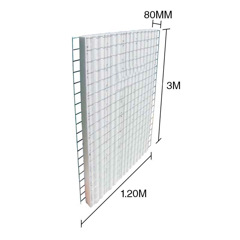 Panel construccion 3D Concrehaus EPS Isopor estructural 80mm x 1.20m x 3m pack x 12u