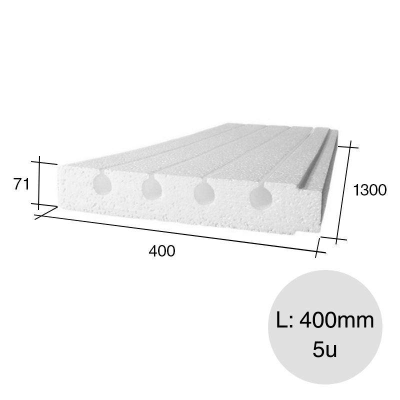 Placa termoacustica tabiques Isofonica EPS 400mm x 71mm x 1300mm pack x 5u