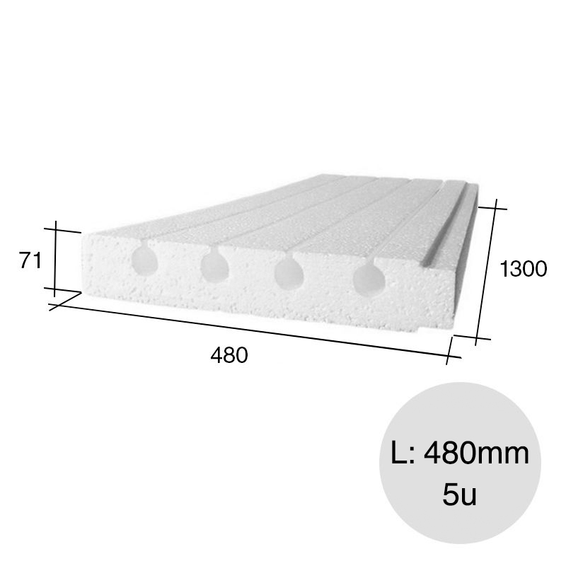 Placa termoacustica tabiques Isofonica EPS 480mm x 71mm x 1300mm pack x 5u
