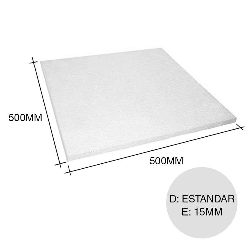 Placa aislante termico Isoplancha EPS densidad estandar 10kg/m³ 15mm x 500mm x 500mm
