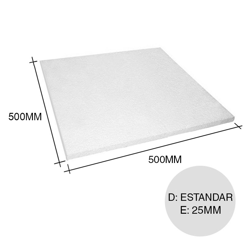 Placa aislante termico Isoplancha EPS densidad estandar 10kg/m³ 25mm x 500mm x 500mm