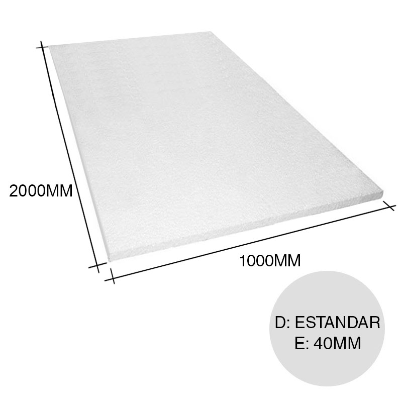 Placa aislante termico Isoplancha EPS densidad estandar 10kg/m³ 40mm x 1000mm x 2000mm