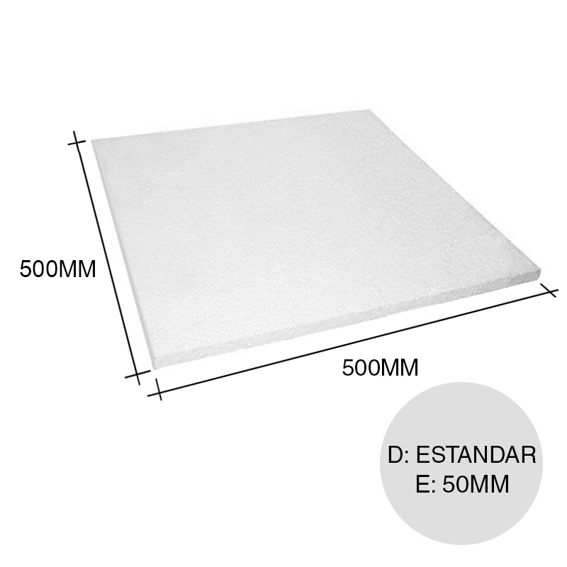 Placa aislante termico Isoplancha EPS densidad estandar 10kg/m³ 50mm x 500mm x 500mm