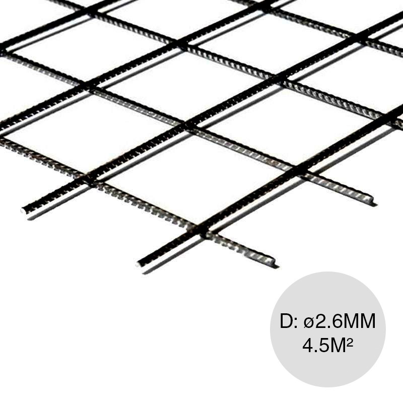 Malla electrosoldada negra ø 2.6mm trama 50mm x 50mm medidas 1.5m x 3m x 4.5m²