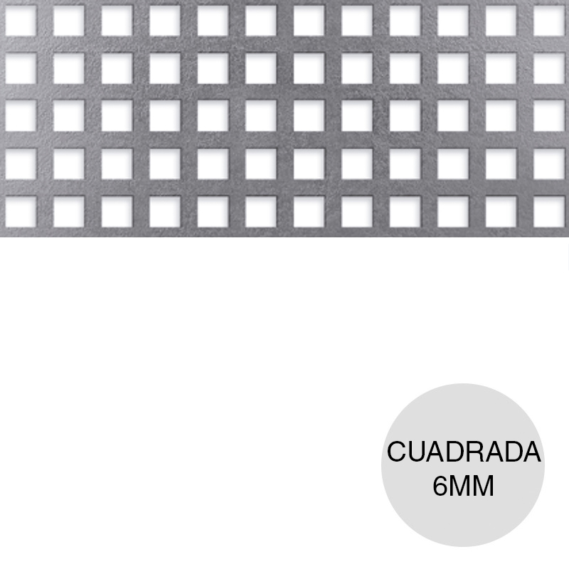 Chapa perforacion cuadrada 6mm C20 hoja 1m x 2m