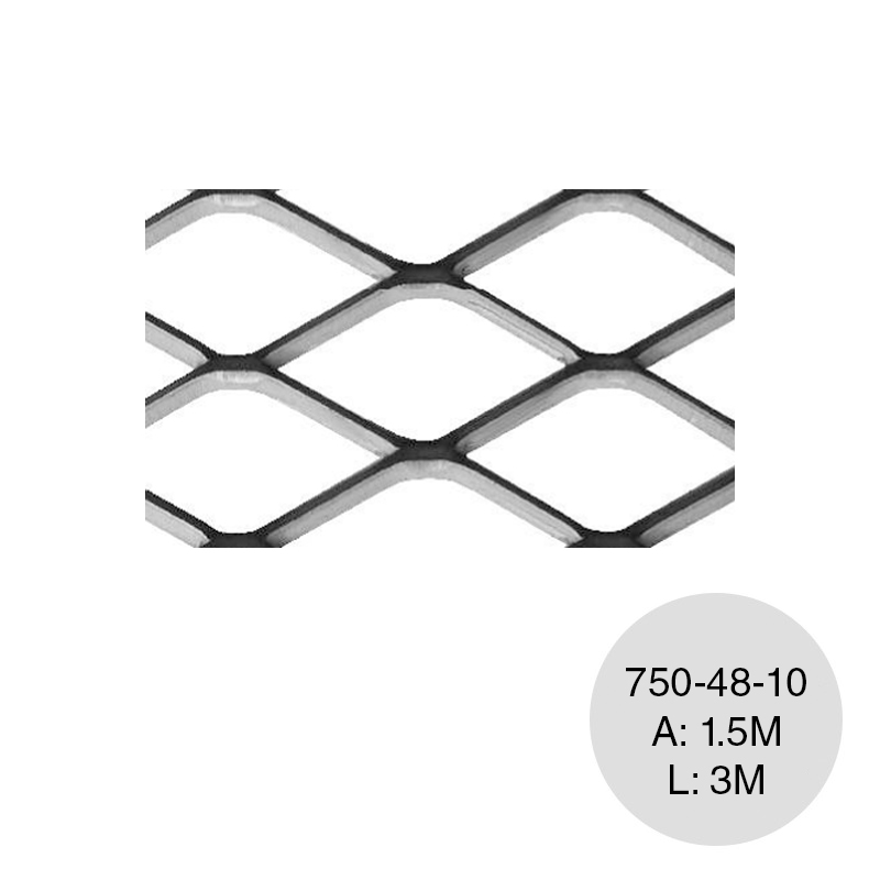 Metal desplegado acero 750 x 48 x 10kg/m² hoja 1.5m x 3m