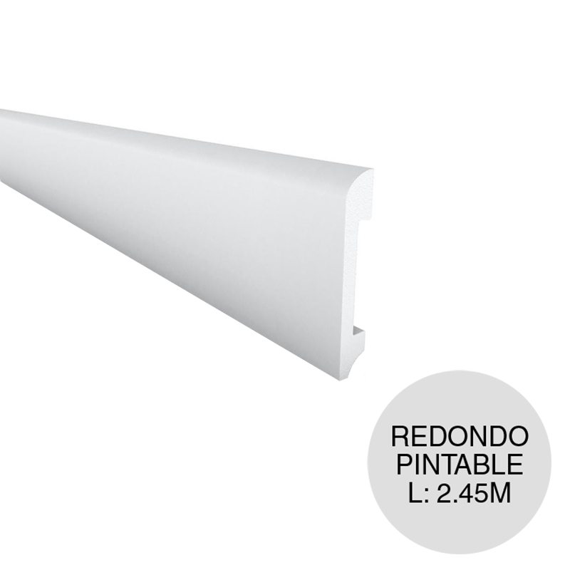 Zocalo EPS redondo pintable blanco 15mm x 70mm x 2.45m