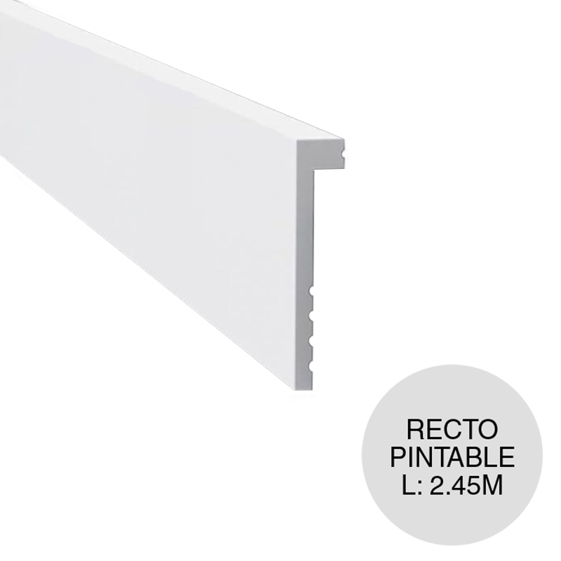 Tapa-zocalo EPS recto pintable blanco 22mm x 120mm x 2.45m