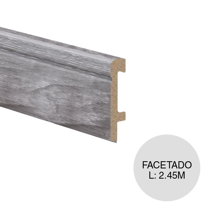 Zocalo EPS facetado alerce plateado 15mm x 80mm x 2.45m