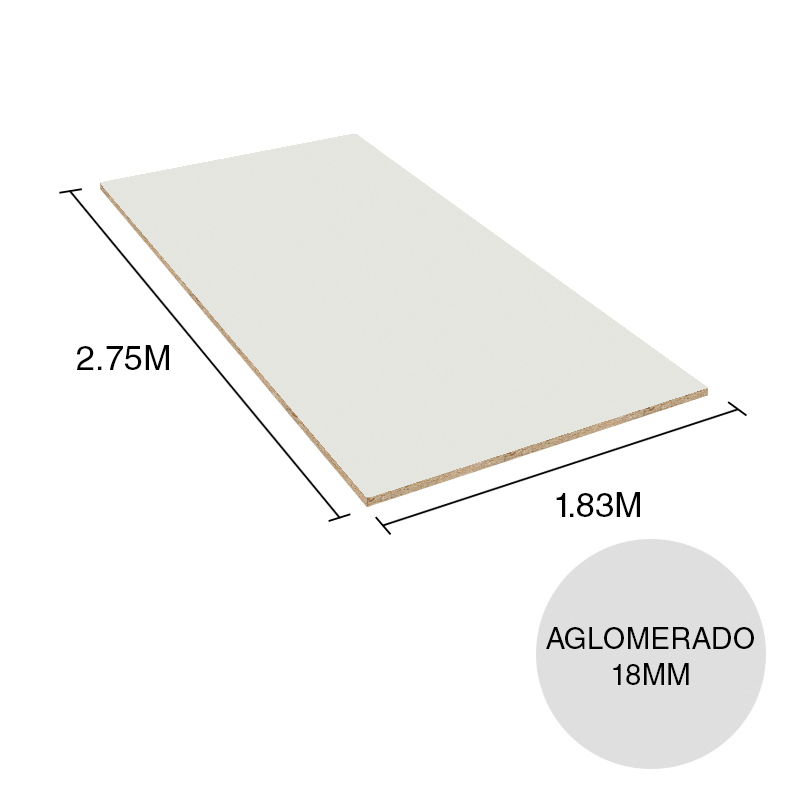 Tablero melamina Aglomerado Lisos ceniza 18mm x 1.83m x 2.75m