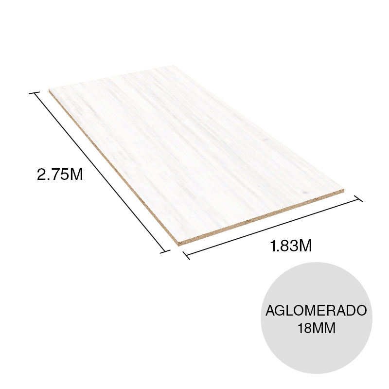 Tablero melamina Aglomerado Nature blanco 18mm x 1.83m x 2.75m