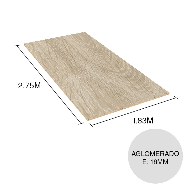 Tablero melamina aglomerado Nordica roble escandinavo 18mm x 1.83m x 2.75m