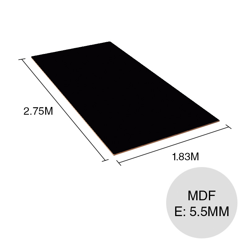 Revestimiento melamina MDF Lisos negro profundo 5.5mm x 1.83m x 2.75m