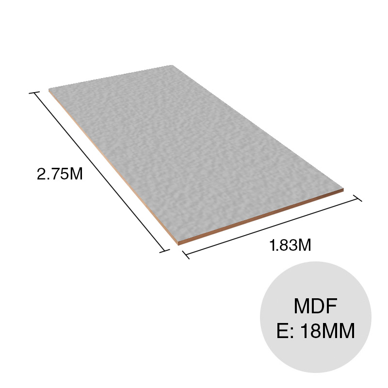 Tablero melamina MDF Lisos aluminio 18mm x 1.83m x 2.75m