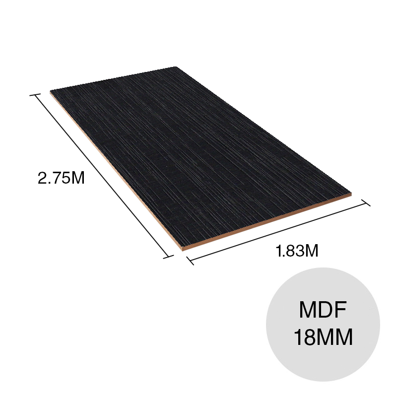 Tablero melamina MDF Hilados lino negro 18mm x 1.83m x 2.75m