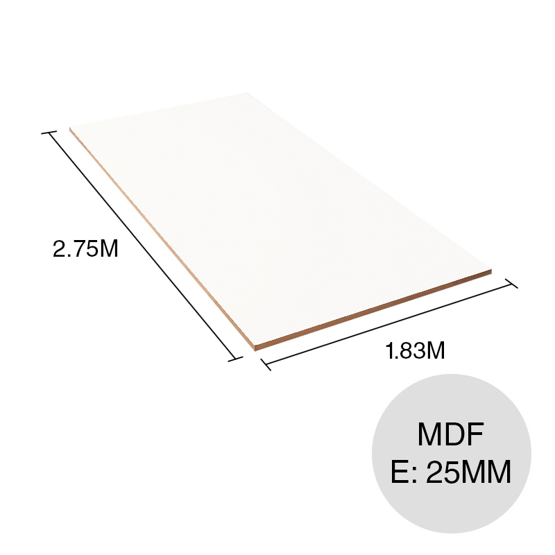 Tablero melamina MDF blanco 25mm x 1.83m x 2.75m