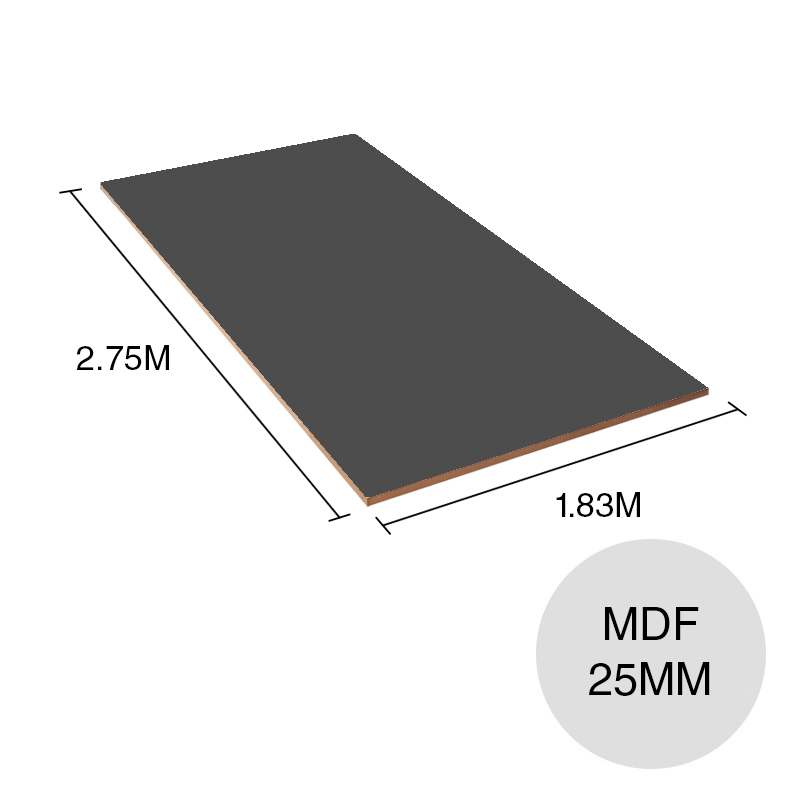 Tablero melamina MDF Lisos grafito 25mm x 1.83m x 2.75m
