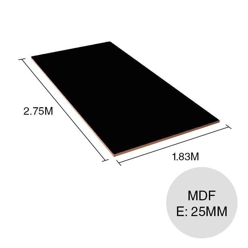 Tablero melamina MDF Lisos negro profundo 25mm x 1.83m x 2.75m