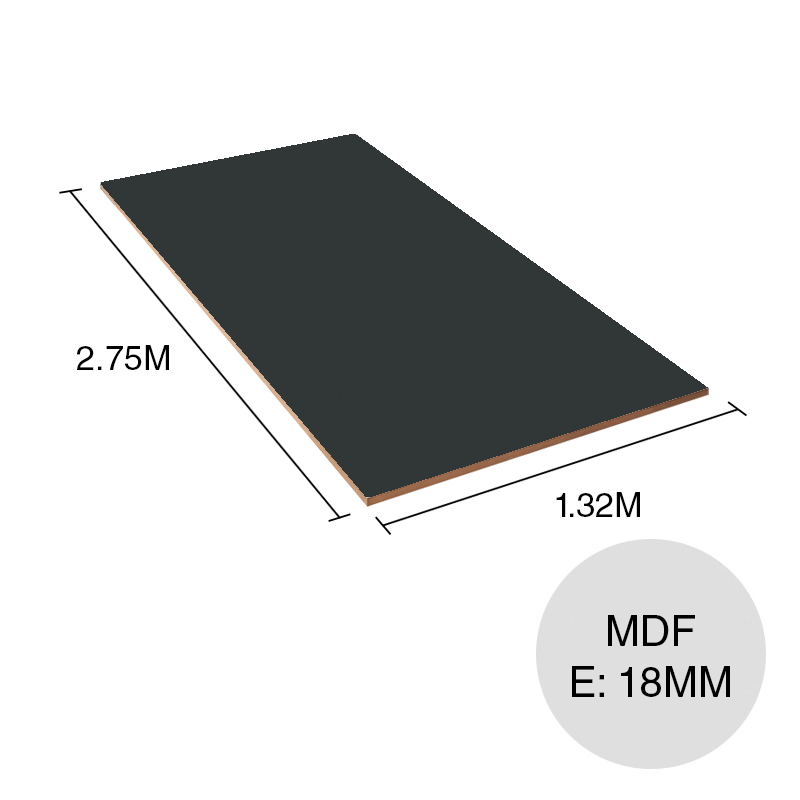 Tablero melamina MDF Tactil Black Extreme Matt 18mm x 1.32m x 2.75m
