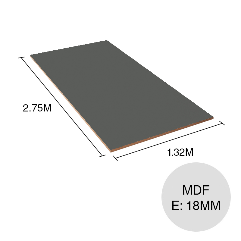 Tablero melamina MDF Tactil Grey Extreme Matt 18mm x 1.32m x 2.75m