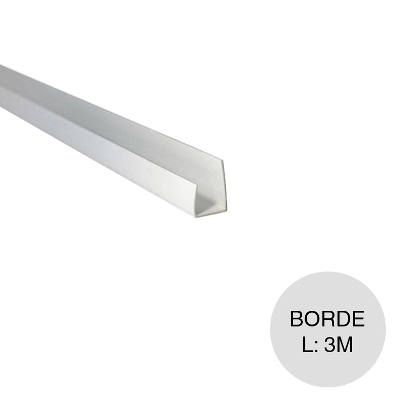Perfil borde PVC blanco 10/30mm x 6 a 10mm x 3m