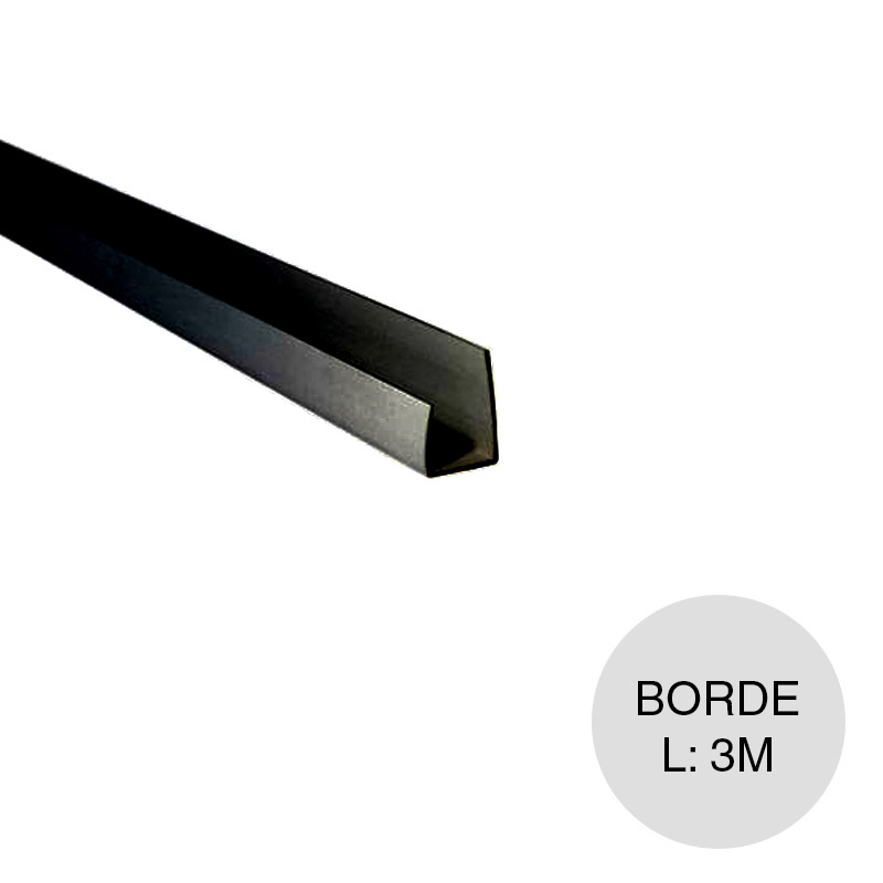 Perfil borde PVC negro 10/30mm x 6 a 10mm x 3m