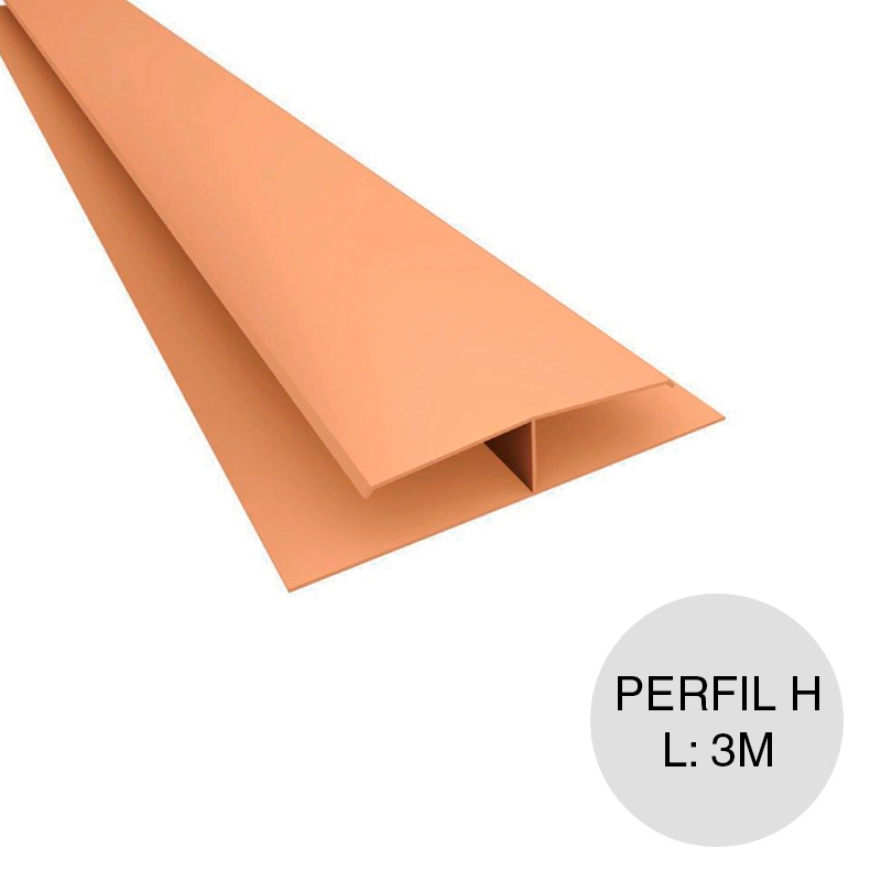 Perfil cielorraso PVC H union rigido abedul 25mm x 42mm x 3m