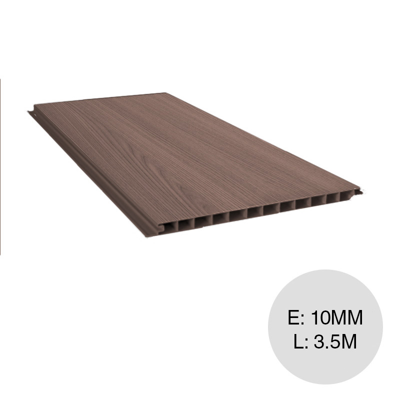 Placa cielorraso PVC interior algarrobo 10mm x 200mm x 3.5m