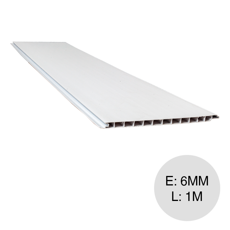 Placa cielorraso PVC interior blanco 6mm x 200mm x 1m