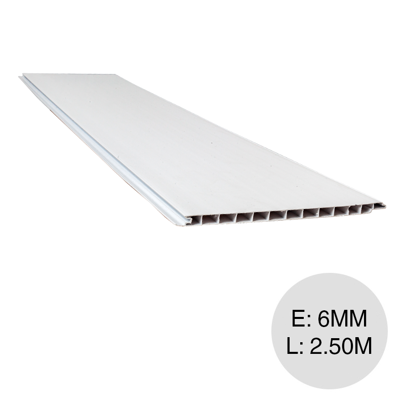 Placa cielorraso PVC interior blanco 6mm x 200mm x 2.50m