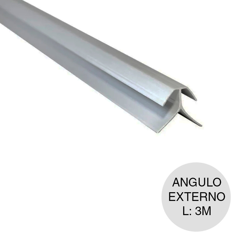 Perfil cielorraso PVC angulo externo gris 15mm x 3m