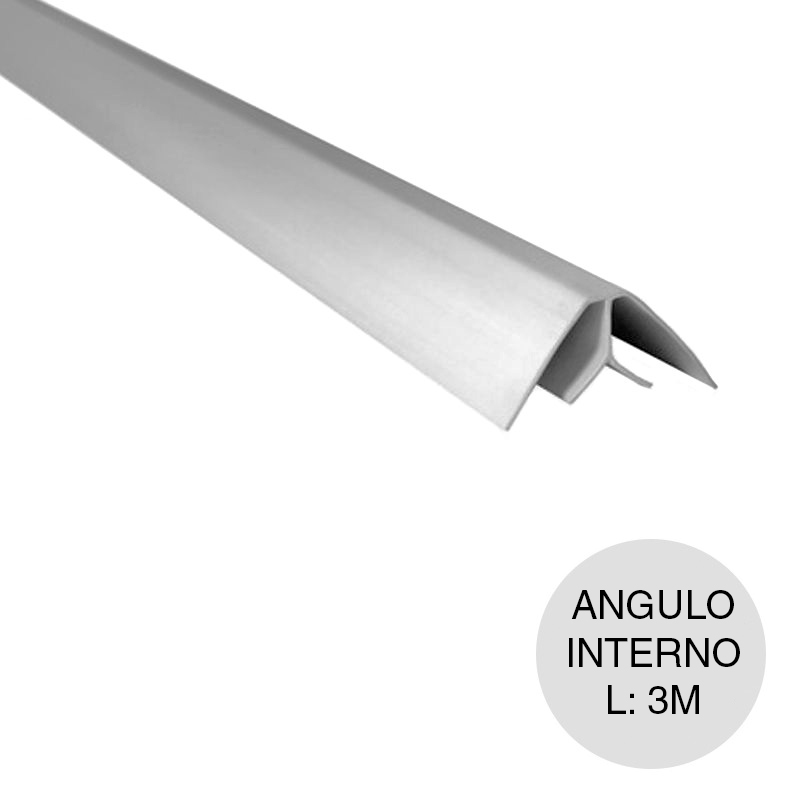 Perfil cielorraso PVC angulo interno gris 15mm x 3m