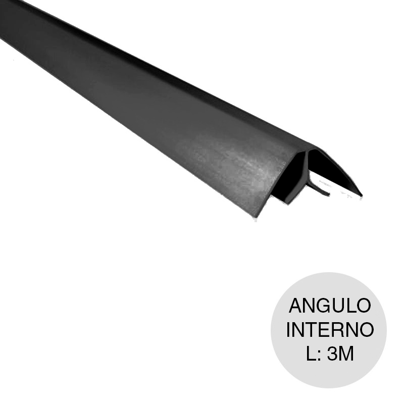 Perfil cielorraso PVC angulo interno negro 15mm x 3m
