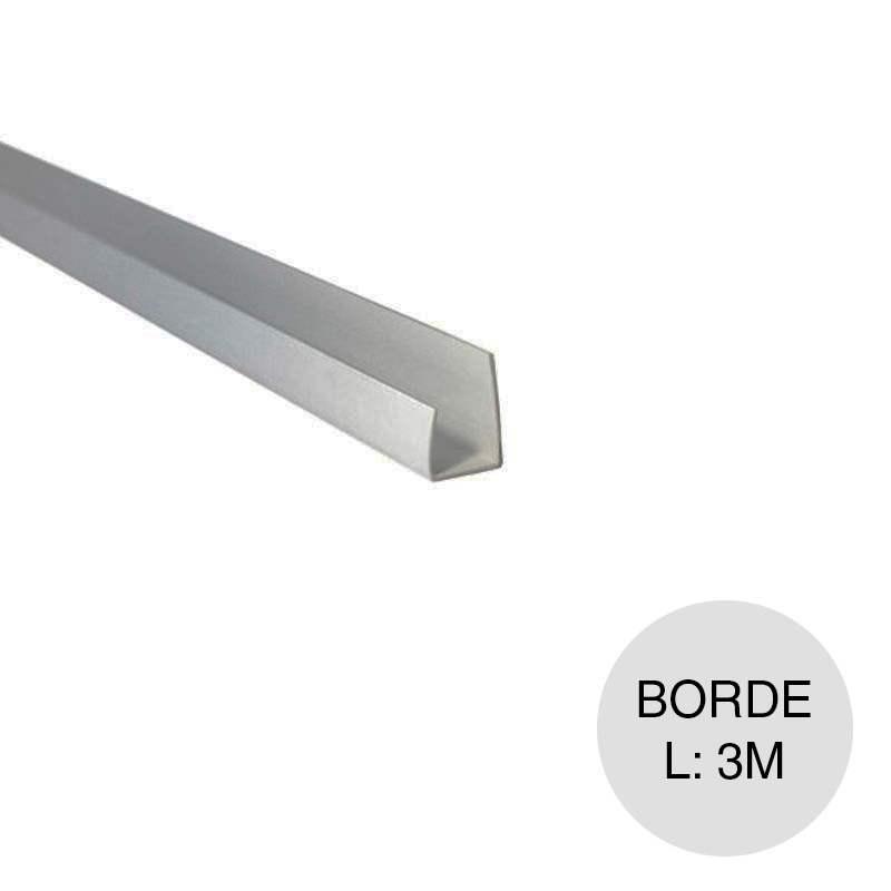Perfil borde PVC gris 10/30mm x 6 a 10mm x 3m