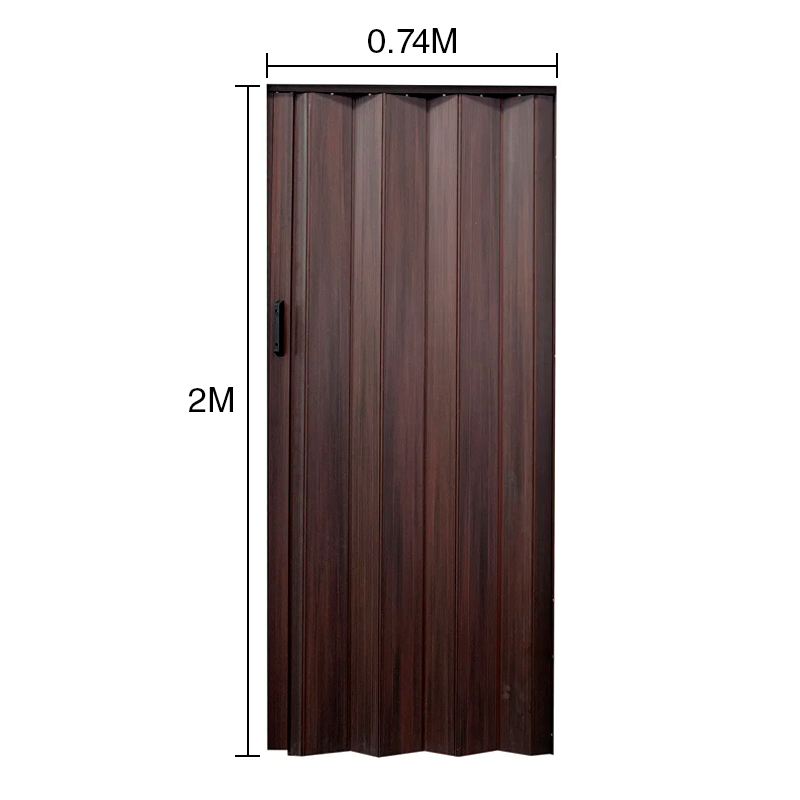 Puerta interior plegable PVC reforzada wengue 6mm x 740mm x 2m