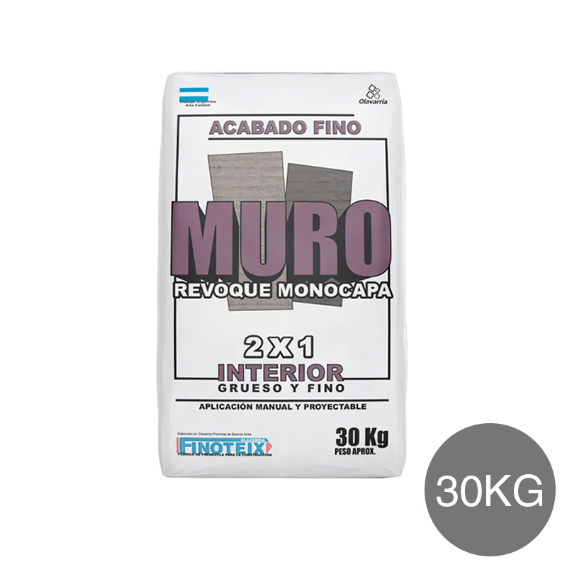 Revoque monocapa Muro 2 en 1 Proyectable interior gris bolsa x 30kg