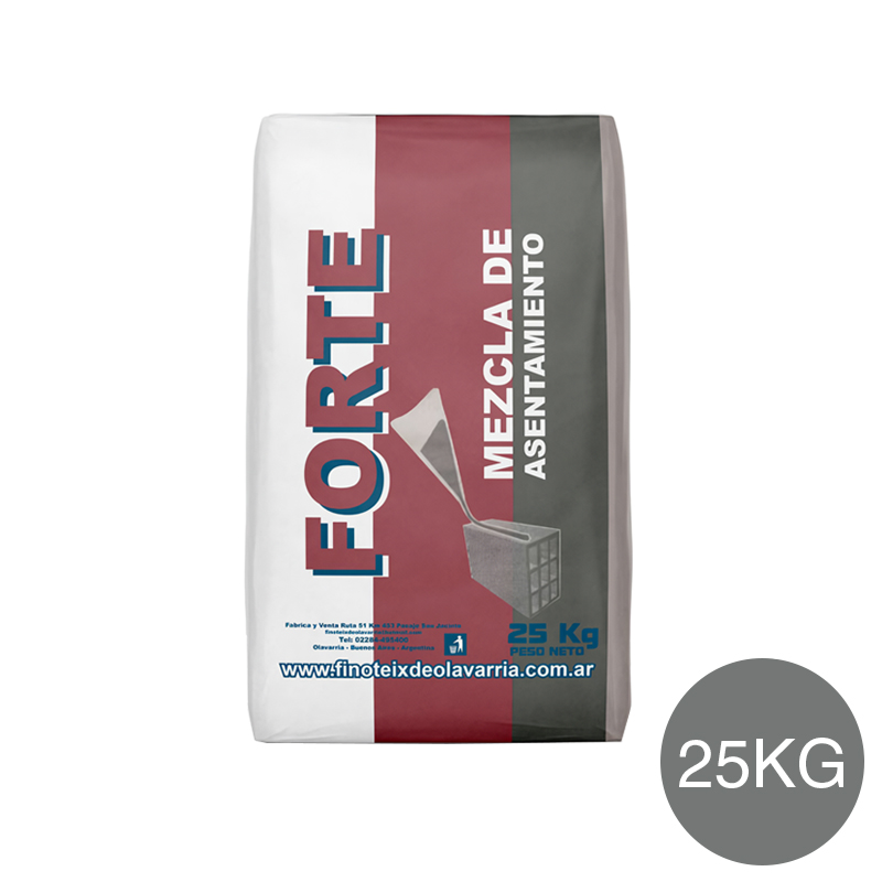 Mortero cementicio Forte p/muros exterior interior gris bolsa x 25kg