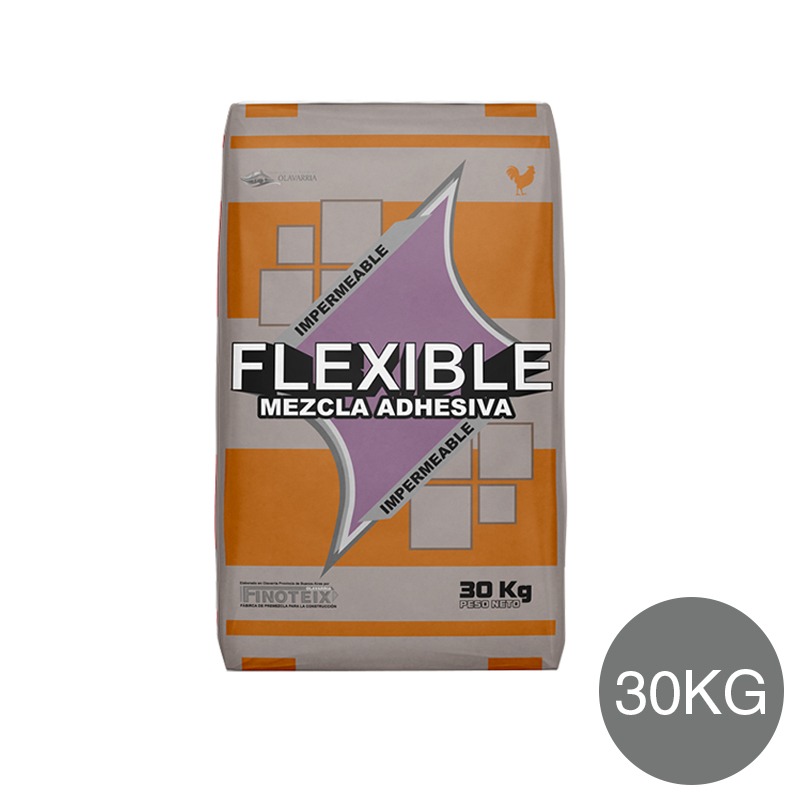 Mezcla adhesiva cementicia Flexible impermeable gris bolsa x 30kg