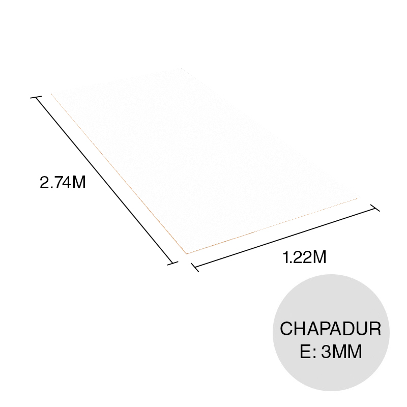 Tablero Chapadur plus blanco 3mm x 1.22m x 2.74m