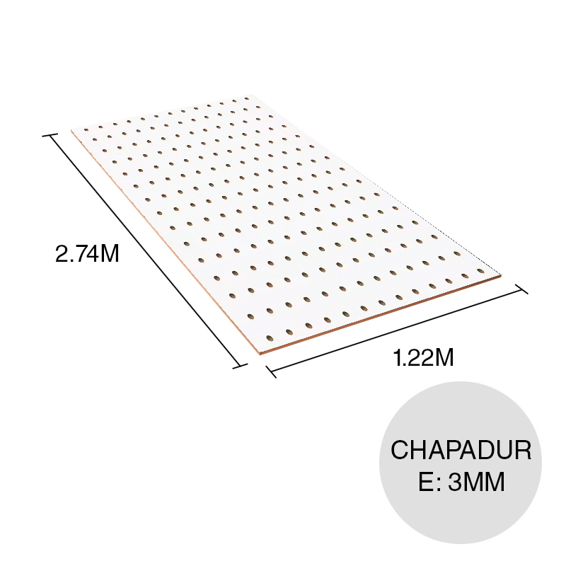 Tablero Chapadur perforado blanco 3mm x 1.22m x 2.74m