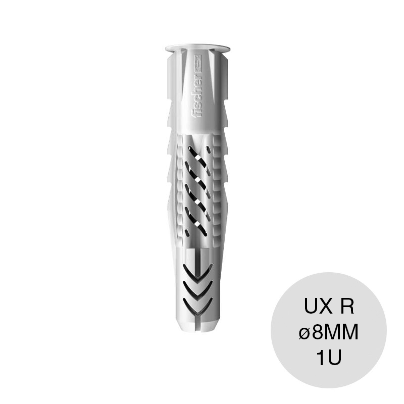 Taco tarugo nylon UX R universal c/tope arandela ø 8mm