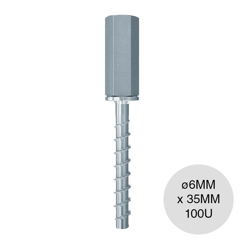 Tornillo p/hormigon UltraCut FBS II M8/M10 c/hilo interno ø 6mm x 35mm caja x 100u